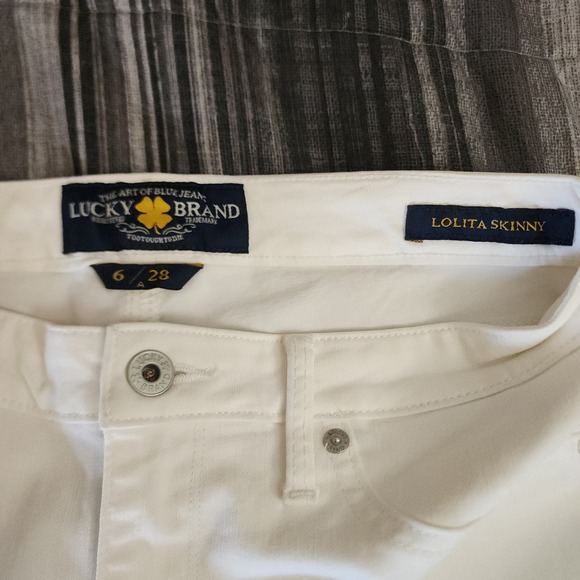 D93 Lucky Brand Lolita Skinny Jeans White Denim Size 6/28 Mid Rise Stretch Slim - Picture 3 of 10